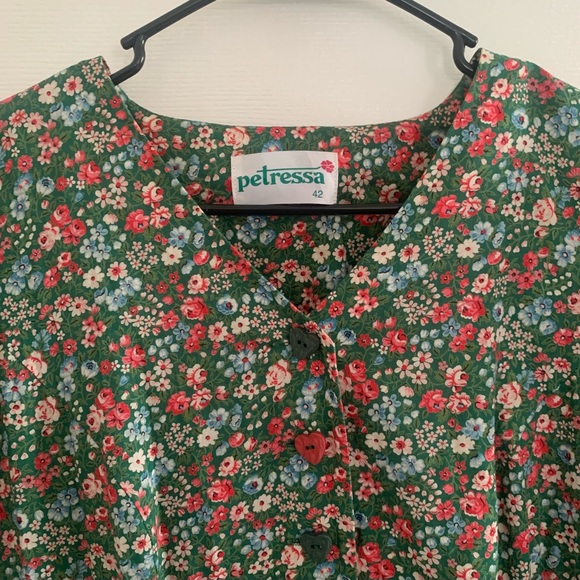 Petressa Dress Multicolor Dress Size 42 Floral Pattern Heart Buttons - Picture 4 of 7